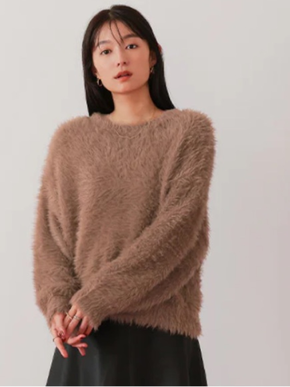 JESSICA SIMPSON Tan Taupe Plush Fuzzy Crewneck Sweater S NWOT